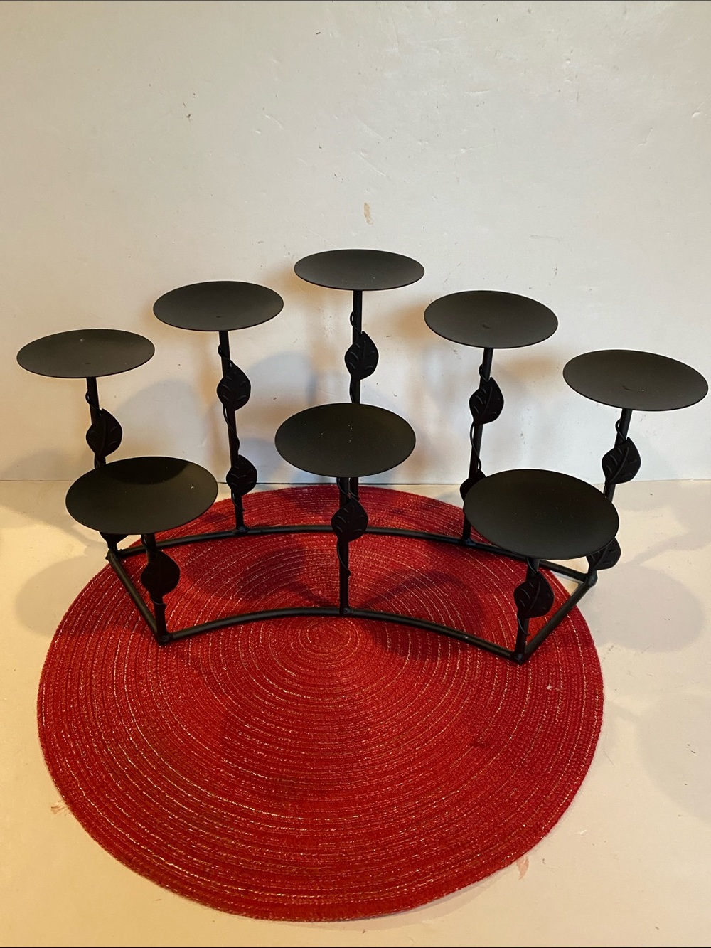 NWOT Vintage Large Black Wrought Iron Fireplace Candelabra